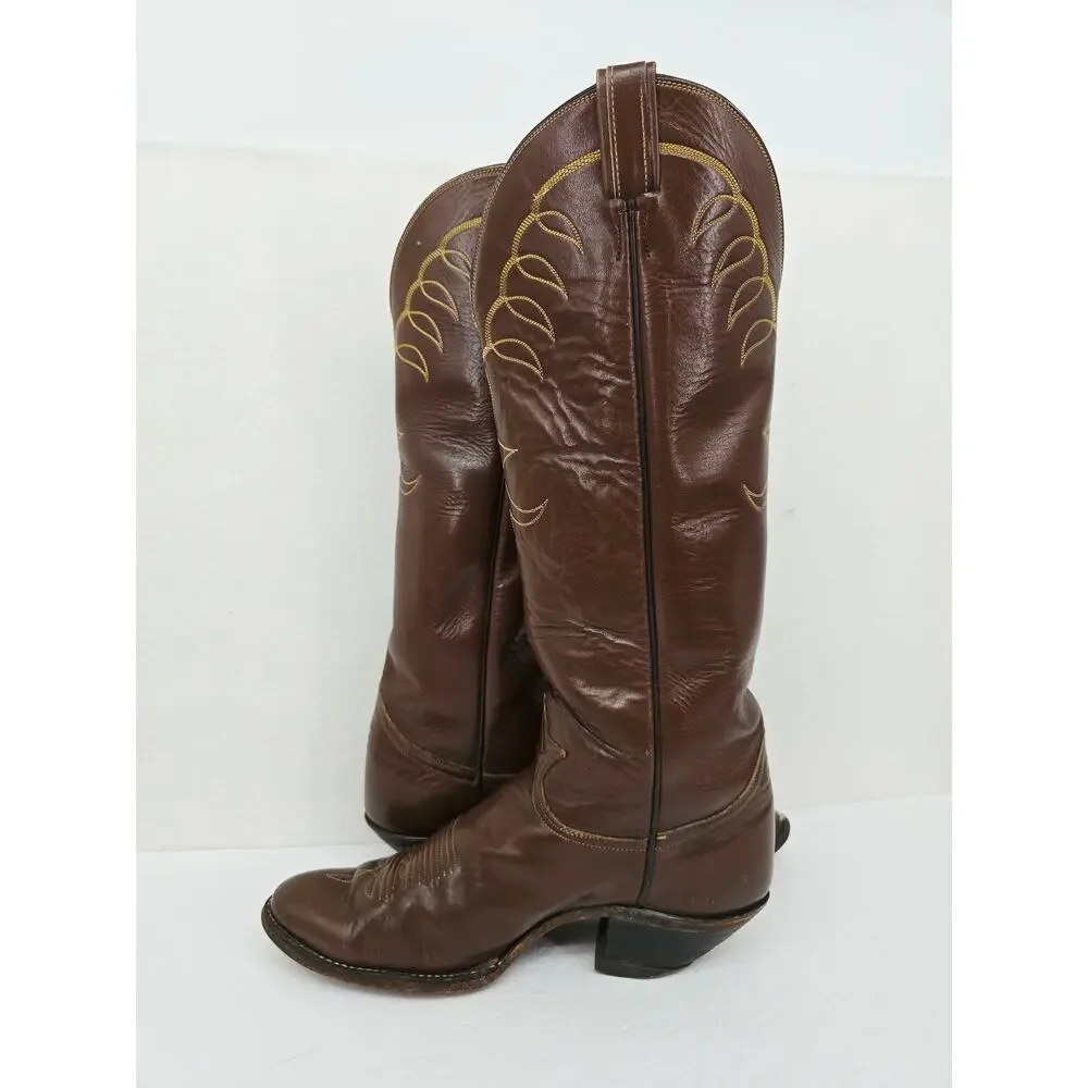 Vintage Justin Men's Knee High Western Cowboy Boots Brown 11